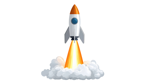 Rocket launching into space - Powered by Adobe