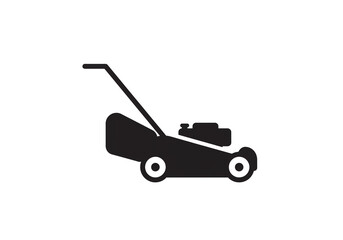 Sleek black lawn mower icon for modern landscaping and gardening projects