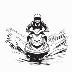 Jet Ski Rider Riding Watercraft Front View Vector Image on white background