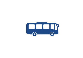 Public transport icon design featuring a blue bus on white conveys simplicity and accessibility