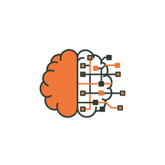 Conceptual illustration of a human brain merging with a digital circuit board representing artificial intelligence and machine learning