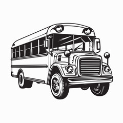 School Bus Classic Design Logo Vector on White Background