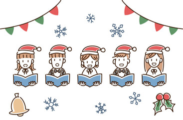 クリスマスの聖歌隊のイラスト