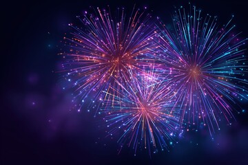 Fototapeta premium Colorful fireworks explosion night sky celebration holiday festival event