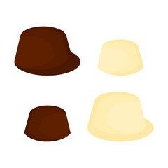 Illustration of cylinder shaped chocolate chips in dark and white colors perfect for cake decoration cookies bread ice cream or sweet dessert topping