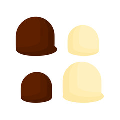 Illustration of half round chocolate chips in dark and white colors perfect for cake decoration cookies bread ice cream or sweet dessert topping