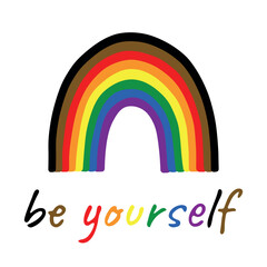 Fototapeta premium Colorful rainbow shape Gay pride flag Happy pride day LGBTQ community Pride Month Vector hand drawn doodle for posters, stickers, logo, cards
