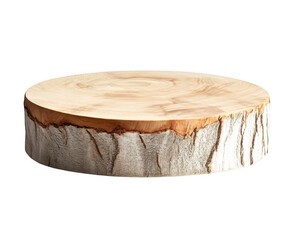 Close view shows detailed wooden log slice texture on transparent background