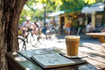 Coffee cup on table outdoor cafe lifestyle refreshment drink
