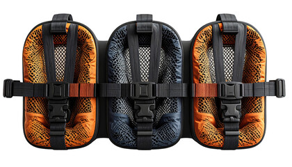 Three child car seats, top view.  Modern design