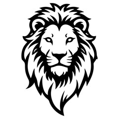 Obraz premium Illustration of a head of lion. Lion head mascot. Design element for logo, label, sign, poster, card. Vector illustration