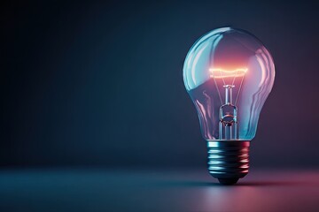 Glowing Light Bulb on Dark Background - Idea and Innovation Concept.