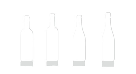 Clean minimalist design of four empty white plastic bottles with caps on a bright surface vector