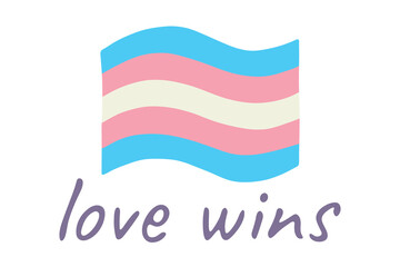 Colorful Transgender pride flag Happy pride day LGBTQ community Pride Month Vector hand drawn doodle for posters, stickers, logo, cards