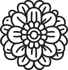 Black and white flower vector: floral mandala design element eps silhouette