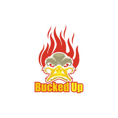 Bucked up logo with flames and a duck head
