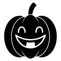 Cute Cartoon Smiling Pumpkin Icon Vector Silhouette