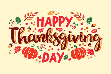 Vibrant Thanksgiving Celebration Artwork A Festive Design with Autumnal Elements and Expressive Lettering Ideal for Holiday Greetings © PixelArtPro