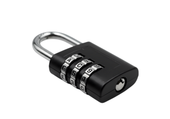 Black Combination Padlock Security Privacy and Protection Concept isolated on transparent background