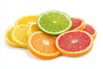 Citrus fruit slices orange lemon lime grapefruit food illustration isolated design