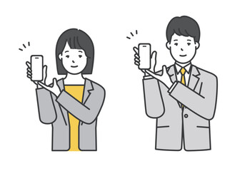 スマホに手を添えるビジネスパーソン