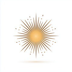 Obraz premium Golden starburst rays symbol shining light illustration isolated minimal design festive