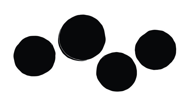 Four textured black circles grouped together abstract shape graphic element vector