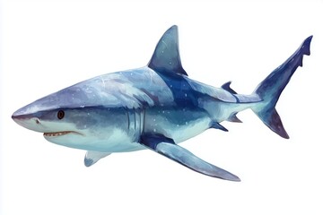 Fototapeta premium Great white shark illustration realistic ocean predator wildlife animal isolated design