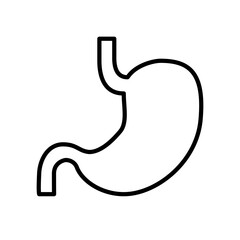 Simple outline icon of human stomach. Minimalist line design for anatomy, digestive system, healthcare, and medical concept