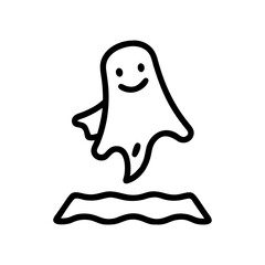 Floating Sheet Ghost Above Ground Icon Line Art