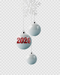 Christmas and New Year background with balls, isolated.	