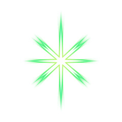Green glowing star effect on transparent background
