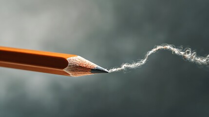 Close-Up of Pencil Tip Creating Smoky Swirl Effect