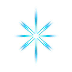 Blue glowing star effect on transparent background
