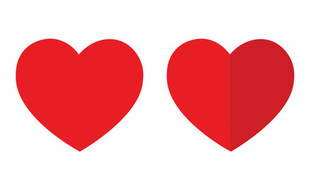 Red heart icons set isolated vector illustration