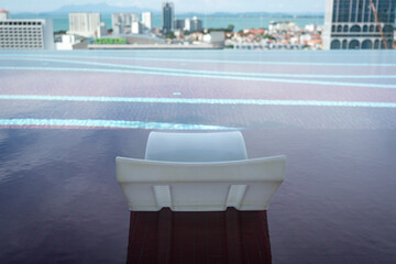 Rooftop Swimming Pool Overlooking City Skyline