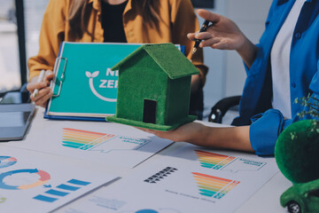 Businessman talks ESG environmental social governance policy for modish business.