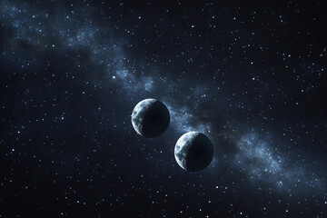 Obraz premium Three full moons shining brightly in a starry night sky