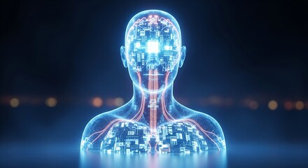 Human Brain Technology Futuristic Illustration.