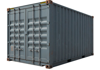 Grey Cargo Container Shipping Logistics and Transport isolated on transparent background