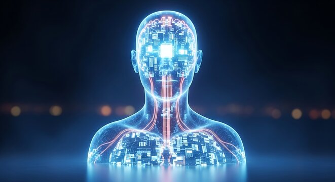 Human Brain Technology Futuristic Illustration. - Powered by Adobe