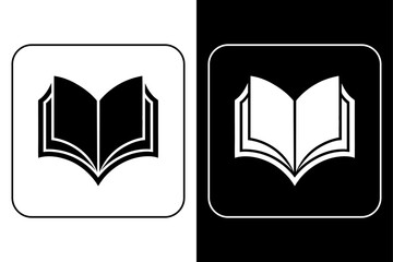 Flat Book Reading Icon in Monochrome Style on White Background.