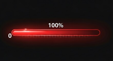 Progress Bar, Red, Digital, Loading, Complete.