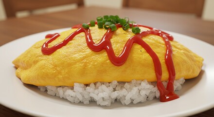 Japanese omelette rice dish