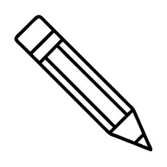 Simple black line drawing of a pencil isolated on transparent background