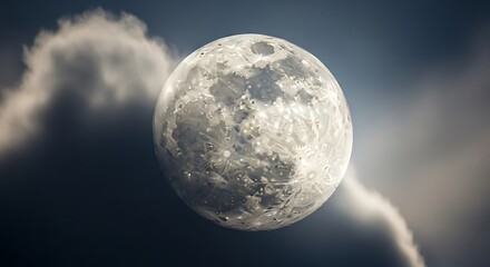 Full Moon in Cloudy Night Sky.