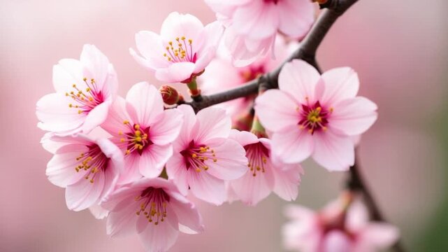 Beautiful and cute pink cherry blossoms,sakura flowers, wallpaper background.