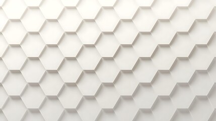 A close-up, abstract view of a white, three-dimensional hexagonal pattern with subtle shadows creating depth.