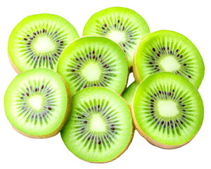 Fototapeta premium Close up fresh sliced green kiwi fruit creating a healthy on transparent background