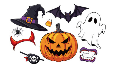 Set of Halloween Characters and Icons